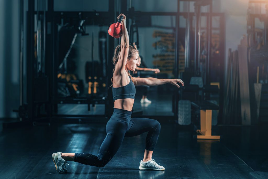 Lunges with Kettlebell.